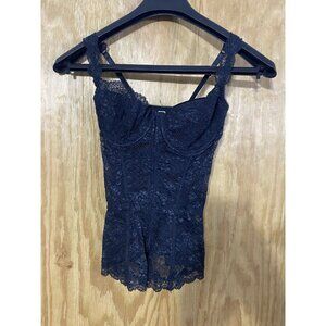VICTORIA’S SECRET Women’s Black Floral Lace Strapless Bustier Corset Top 34C